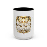 Coffee Mug — "God Money Power" Gold Emblem Accent Mug