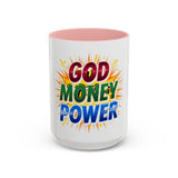 God Money Power Accent Coffee Mug — Inspirational Faith & Prosperity Gift (11/15oz)