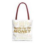 Inspirational 'Put God First, Hustle For The Money' Tote Bag