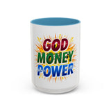 God Money Power Accent Coffee Mug — Inspirational Faith & Prosperity Gift (11/15oz)