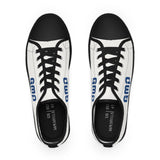 Men's Low Top Sneakers — White Canvas Sneakers with "GMP" Navy Logo