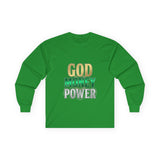 God Money Power -Long Sleeve Tee — Inspirational Faith & Wealth Graphic Shirt