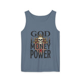 God Money Power- Skull Tank Top — Edgy Graphic Streetwear