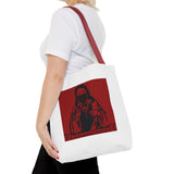 Jesus Icon Masked Tote Bag - 'Lord Money Power' Red Graphic Tote