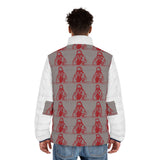 Men's Red Retro Surf Puffer Jacket — All-Over Print Vintage Surfer Pattern