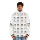 GMP GOD Logo Puffer Jacket — All-Over Print Men’s Winter Coat