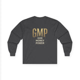 GMP (God Money Power) Long Sleeve Tee — Gold Logo Faith Streetwear