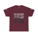 Inspirational Faith Tee — "Put God First, Hustle for the Money, Put Yourself in Power"