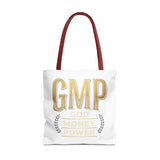 GMP Tote Bag - "God Money Power" Gold Lettering Inspirational Canvas Tote