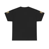 Graphic Tee — "God Money Power" Gold Crest T-Shirt