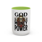 God Money Power-Coffee Mug — Skull Crown Gothic Accent Mug (11oz & 15oz)