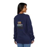 God Money Power Sweatshirt — Inspirational Graphic Raglan Crewneck