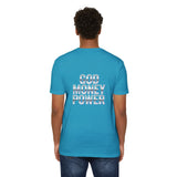God Money Power Graphic T-Shirt — Blue Anime-Inspired Streetwear