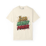 God Money Power T-Shirt — Bold Comic Typography Tee