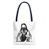Tote Bag — Saint Icon Graphic Tote with Face Mask (Stencil Black)