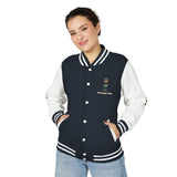 Letterman Jacket — "God • Money • Power" Embroidered Red & White Varsity