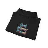 God Money Power Hoodie — Inspirational Graphic Pullover with Script on Sleeves