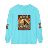 Long Sleeve T‑Shirt — "God Money Power" Pyramid Graphic