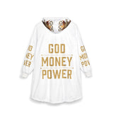 God Money Power Hooded Blanket — Cozy Oversized Religious Statement Throw