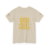 GMP "God Money Power" Tee - Gold Logo Graphic T-Shirt