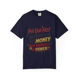 Inspirational Graphic T-Shirt — "Put God First, Hustle for the Money, Put Yourself in Power"