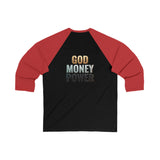 Baseball Tee — "God Money Power" Inspirational Baseball Tee (3/4 Sleeve)