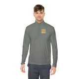 Sunrise Pyramid Quarter-Zip Pullover — Retro Desert Sunset Graphic