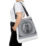 Religious Icon Tote Bag — "God Money Power" Graphic Canvas Tote