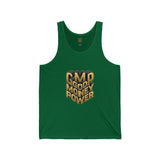 Good Money Power Tank Top — Retro 3D Gold Typography Muscle Tee