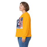 Long Sleeve Tee - Patriotic Bandana Mask Design with 'God, Money & Power' Graphic
