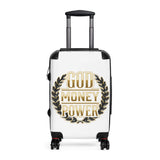 Hard-shell Carry-On Suitcase — "God Money Power" Laurel Design