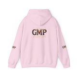 GMP Logo Hoodie — Classic White Pullover with Subtle Gold Accent