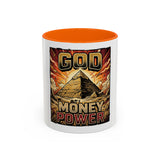 Coffee Mug - 'God Money Power' Pyramid Graphic Accent Mug (11/15oz)