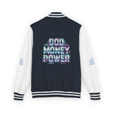 Letterman Jacket — 'God Money Power' Retro Graphic Varsity Jacket