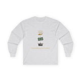 Long Sleeve Tee — "God · Money · Power" Graphic