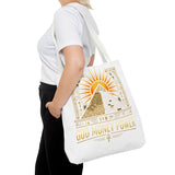 Egyptian Pyramid Tote Bag — "God Money Power" Sun & Ankh Graphic