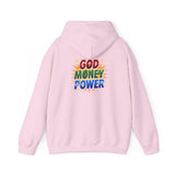 God Money Power Hoodie — Colorful Inspirational Religious Graphic Pullover