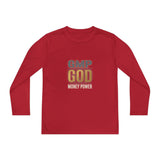 Youth Long Sleeve Tee — GMP GOD Money Power Graphic