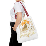 Egyptian Pyramid Tote Bag — "God Money Power" Sun & Ankh Graphic