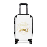 Suitcase — “Put God First Hustle for the Money” Inspirational Carry-On Travel Luggage