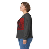 Long Sleeve Tee — "Sacred Hustle" Red Bandana Jesus Graphic