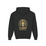 Youth Lion Crest Hoodie — GMP Gold Emblem Kids Pullover