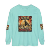 Long Sleeve T‑Shirt — "God Money Power" Pyramid Graphic