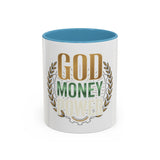 Coffee Mug — "God Money Power" Inspirational Accent Mug (11/15 oz)