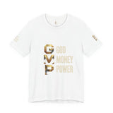 GVP 'God Money Power' Graphic Tee – Gold Lettering Christian Streetwear