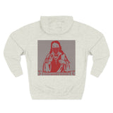 God Money Power Hoodie — Red Religious Icon Graphic Fleece Pullover