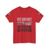 Inspirational Faith Tee — "Put God First, Hustle for the Money, Put Yourself in Power"