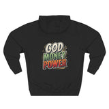 God Money Power Hoodie — Retro Bold Graphic Pullover