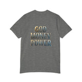 God Money Power T-Shirt — Graphic Jesus Dollar Bandana Design