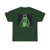Graphic Tee — 'God Money Power' Neon Saint Illustration